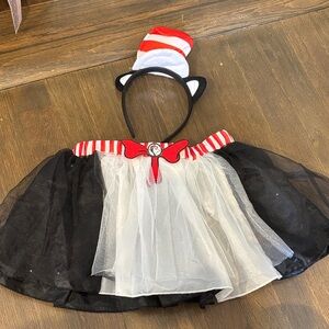 Dr. Seuss Black and White Cat Costume with Red Bow